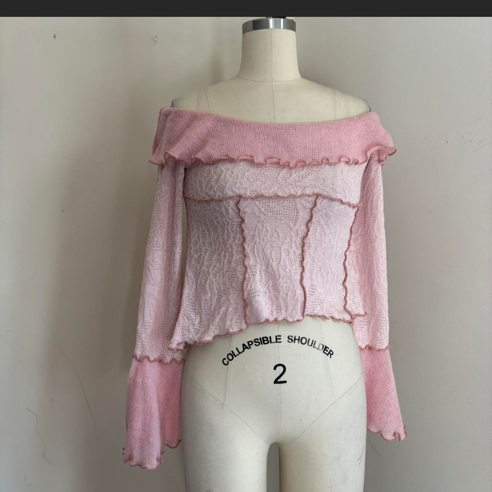Urban Outfitters Pink Off-Shoulder Blouse - Picture 1 of 3